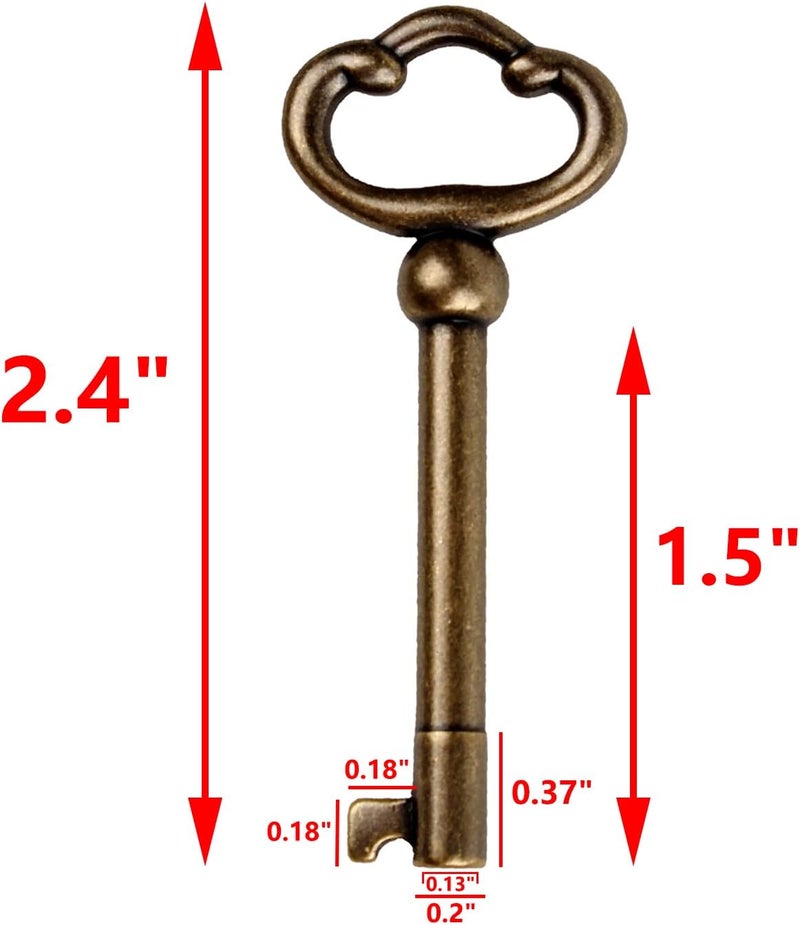 VIDABTE KY-2AB and KY-3AB Skeleton Key, Hollow Barrel Skeleton Keys, Antique Brass Keys, Antique Key for Vintage Furniture and Locks - Image 2